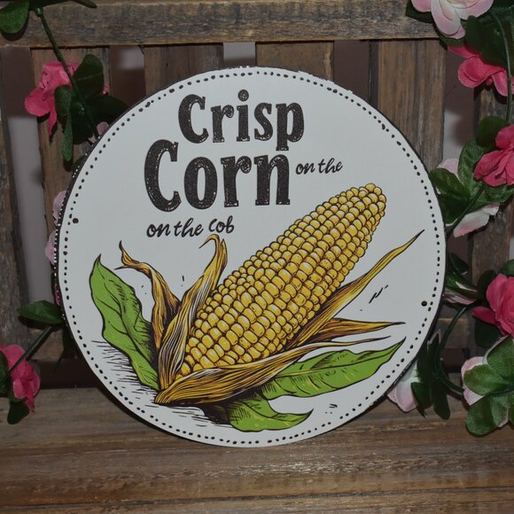 Crisp Corn on the Cob Metal Tin Sign Vintage Country Farmhouse Kitchen Decor - Picture 6 of 6